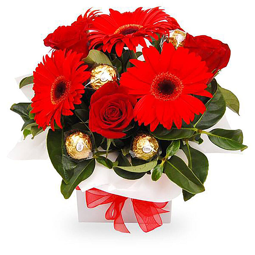 Arrangement of Flowers & Ferrero Rochers: Send Gifts To Australia