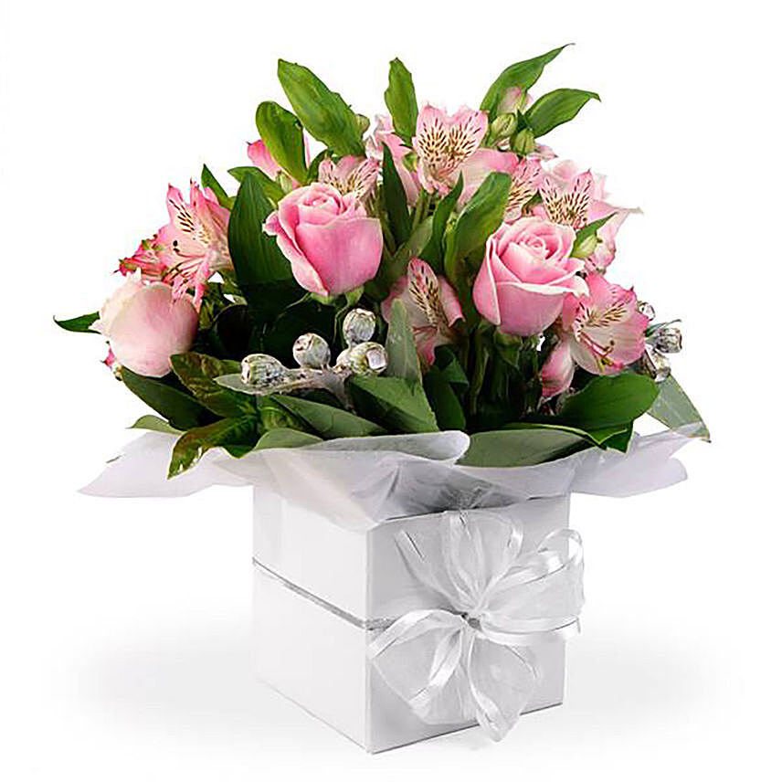 Box Arrangement of Roses & Alstromeria: Gift Delivery in Australia