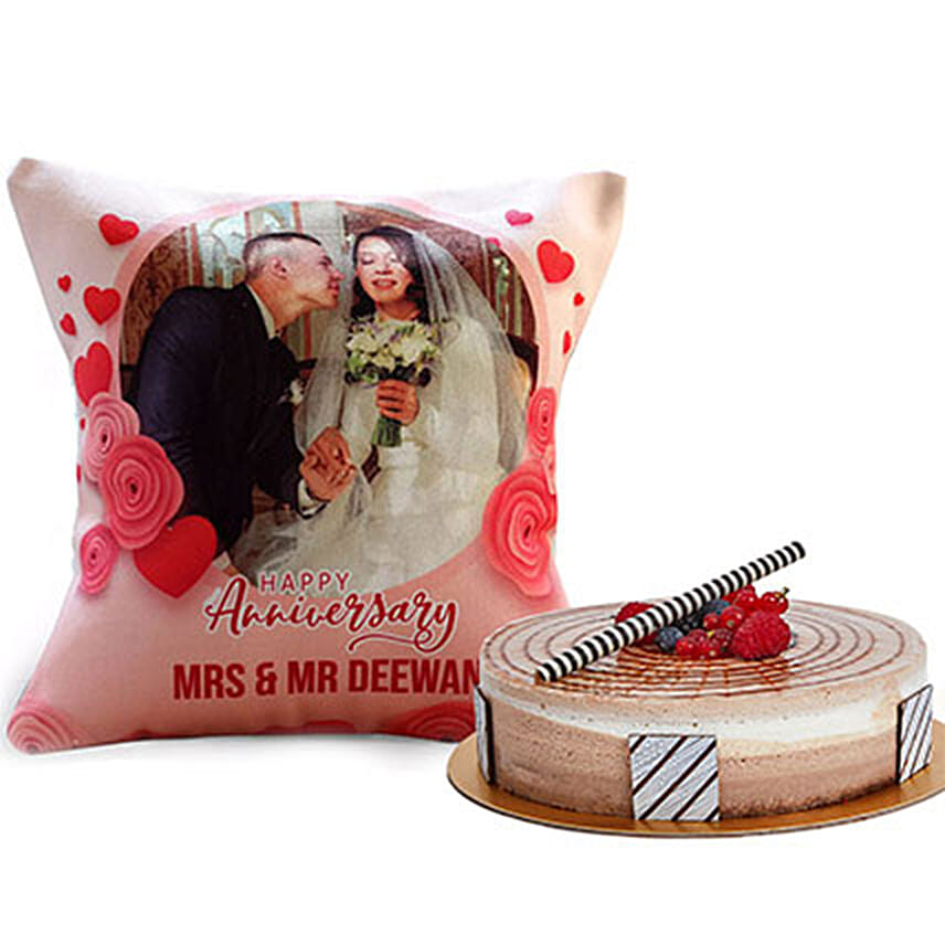 Anniversary Cushion With Triple Choco Cake: 