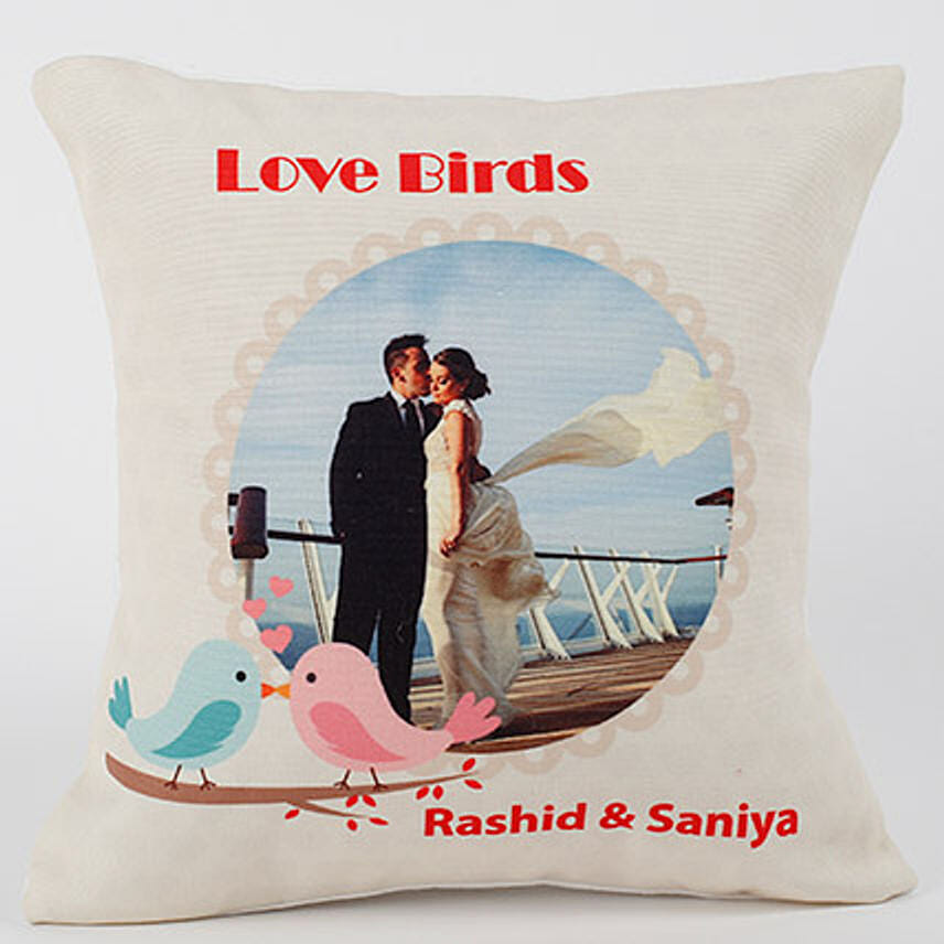 Love Birds Personalized Cushion: Unique Gifts 