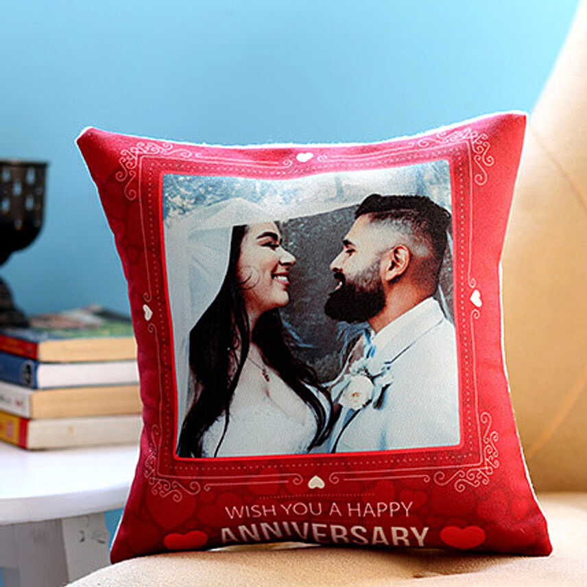 Personalised Anniversary Red Heart Cushion: Personalised Photo Cushions