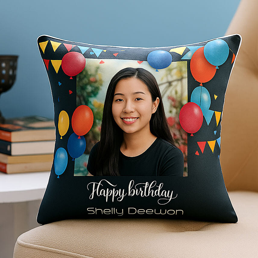 Personalised Birthday Balloons Cushion: Customized Gifts