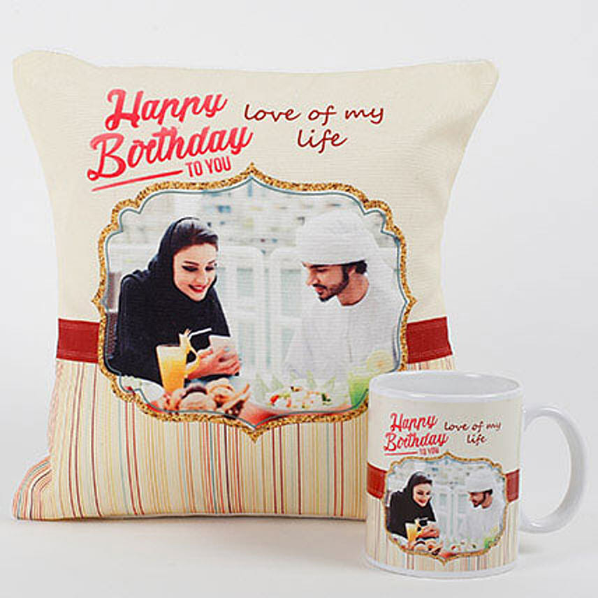 Romantic Personalized Mug N Cushion: Gift Combos Singapore