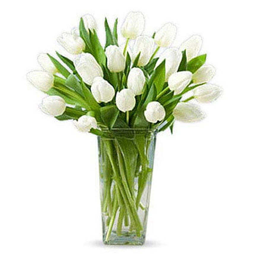 20 White Tulips: Sympathy and Condolence Flowers