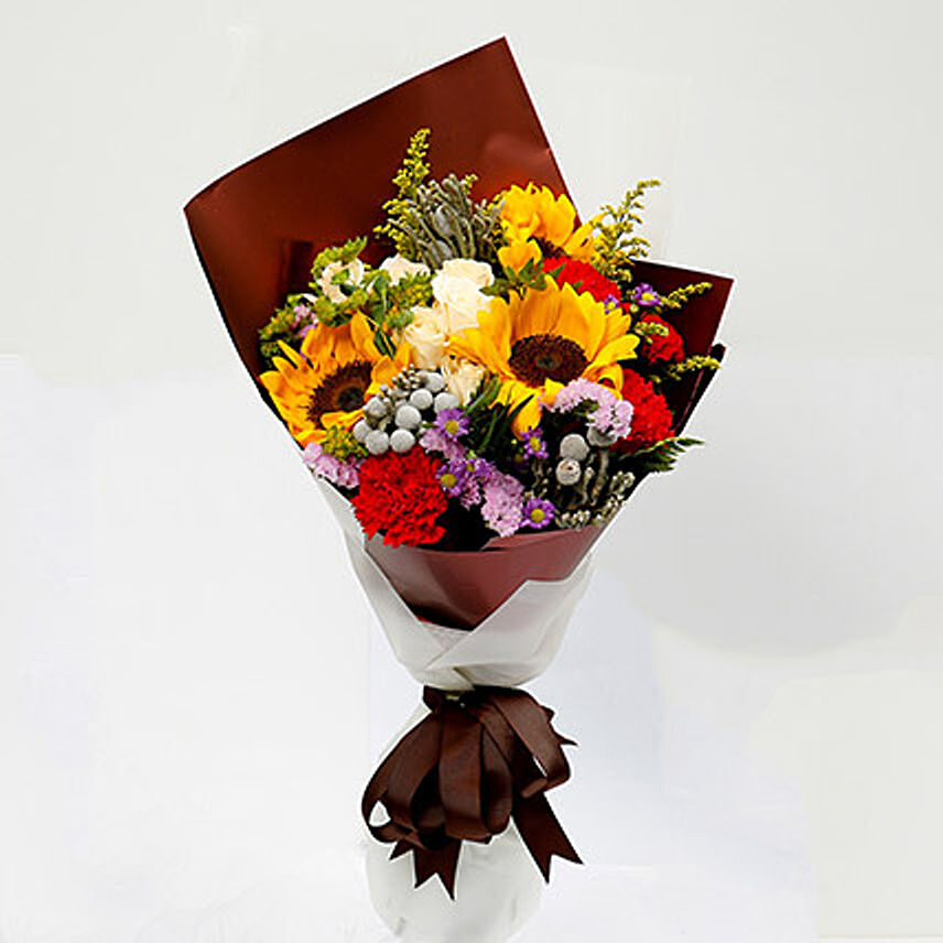 Joyful Bouquet Of Mixed Flowers: Miss You Flowers