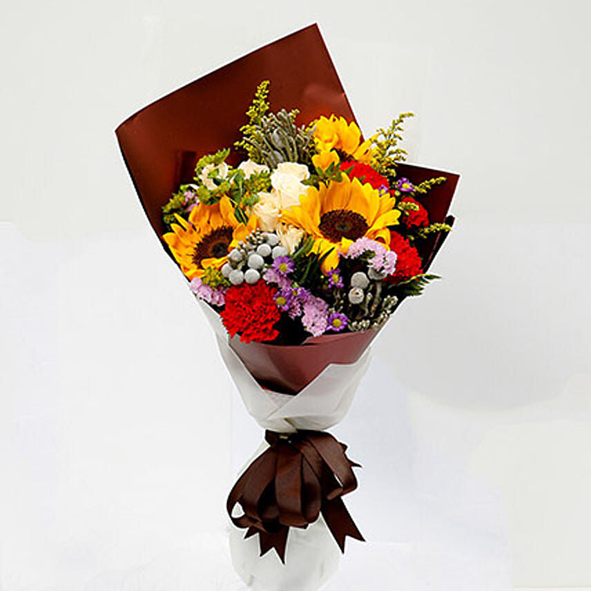 Joyful Bouquet Of Mixed Flowers: Sunflower Bouquets