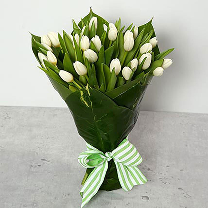 White Tulips Bouquet: Funeral Flowers