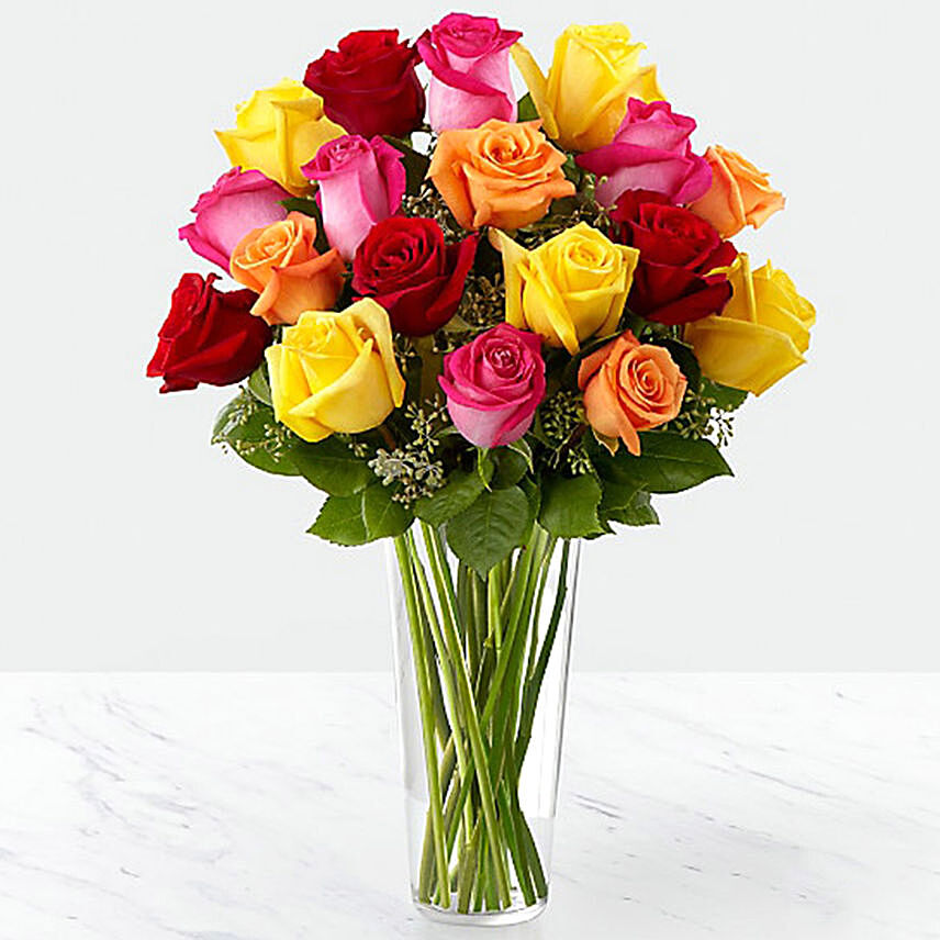 Vase Of Vivid Roses: Flowers For Wife