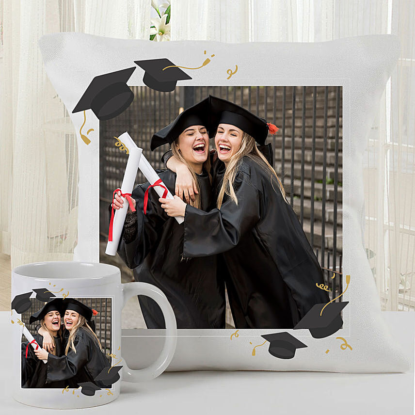 Graduation Special Personalised Cushion & Mug Combo: Gift Delivery Singapore