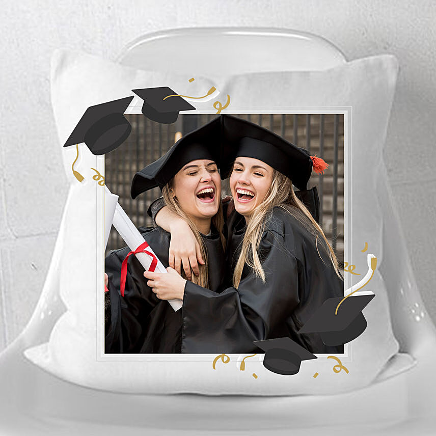 Graduation Special White Personalised Cushion: Graduation Gifts