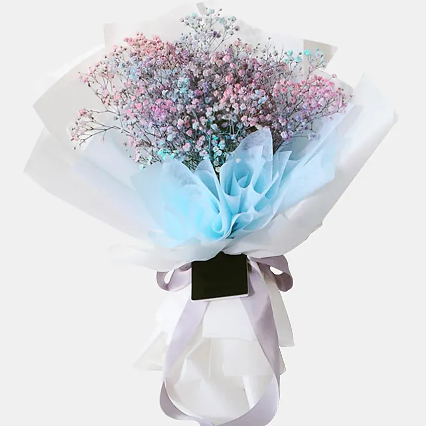 Colourful Gypsophila Bunch: Blue Flowers