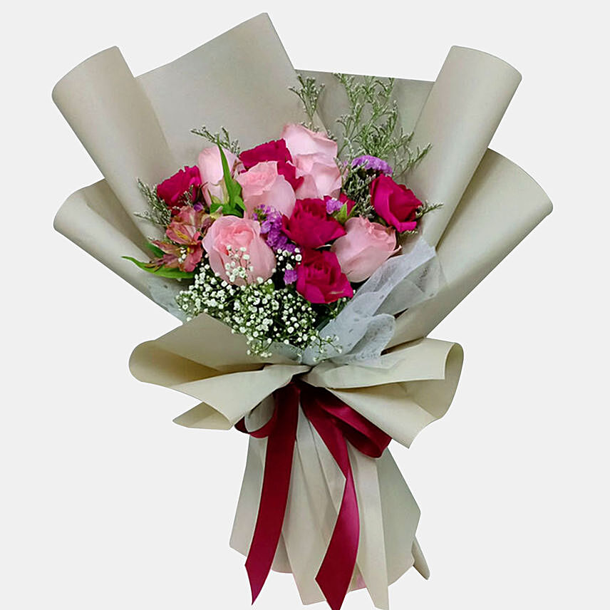 Posy Of Pink Roses: Purple Floral Bouquets