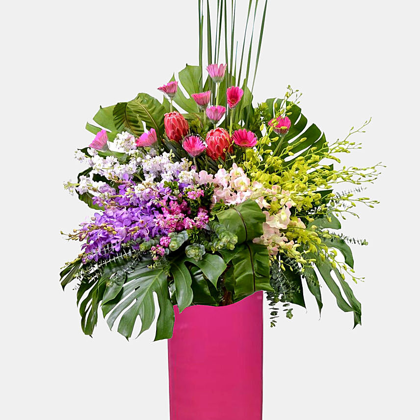 Shades Of Happy Flower Arrangement: Orchid Bouquet