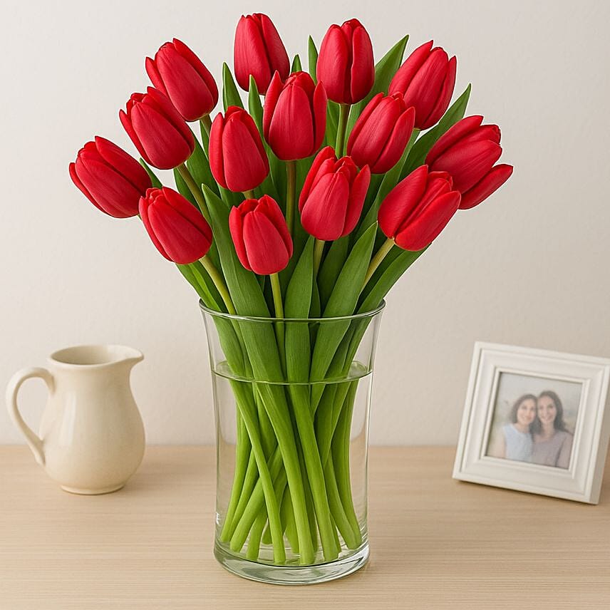 20 Red Tulip Arrangement: Marine Parade Florist