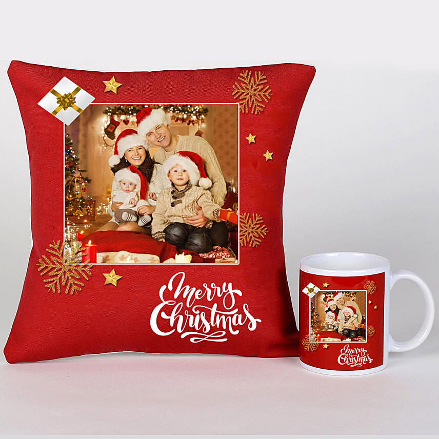 Personalised Xmas Greetings Cushion And Mug: Customized Gifts