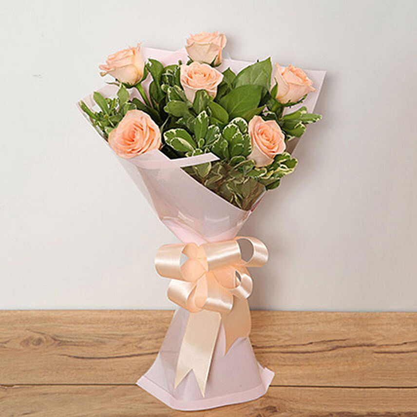 Bouquet Of Peach Roses: Retirement Flowers