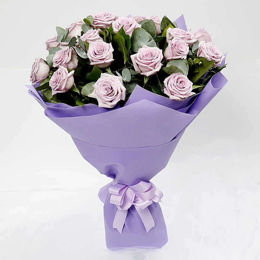Eternal 20 Purple Roses Bouquet: Purple Flowers