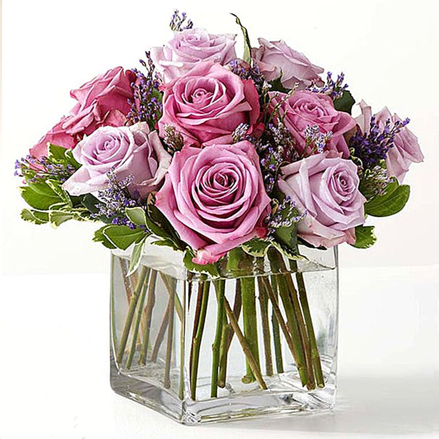 Vase Of Royal Purple Roses: Flower Bouquet For Wife