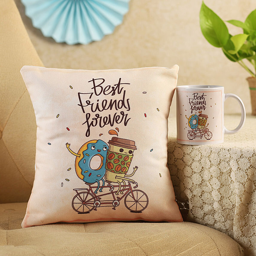 Best Friends Forever Cushion & Mug: Friendship Day Gifts