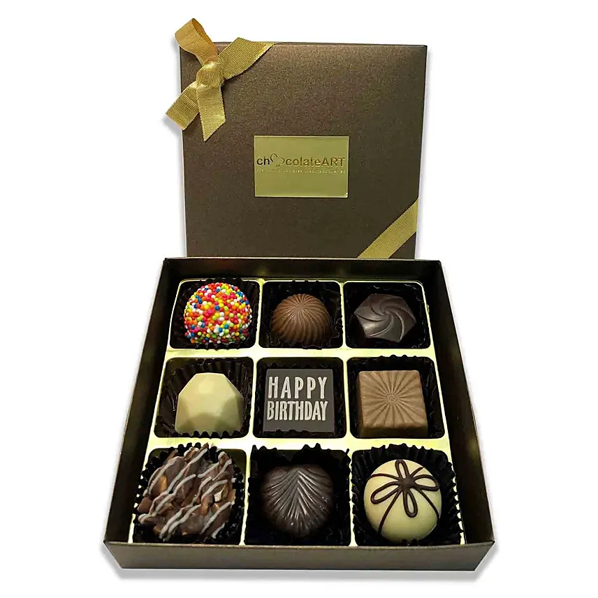 Passionate Happy Birthday Chocolate Box- 9 Pcs: Chocolates Delivery Singapore