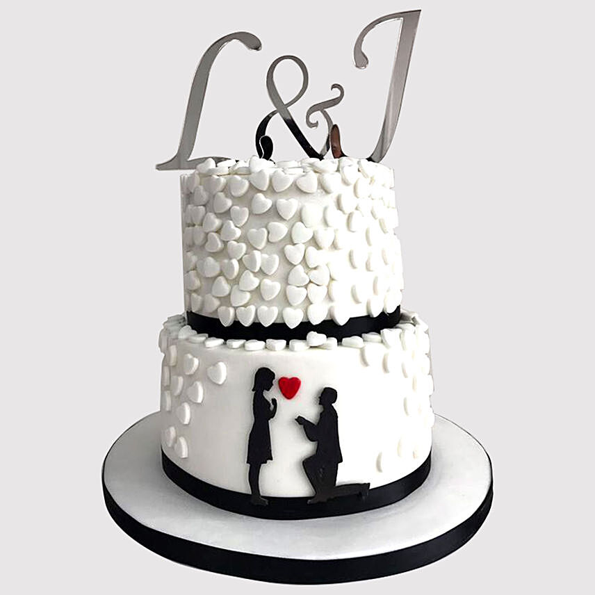 2 Layered Couple In Love Cake: Engagement Cakes