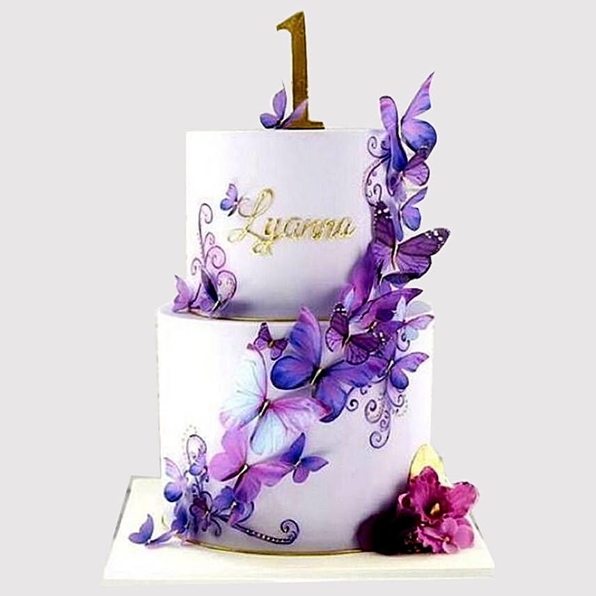 2 Tier Butterfly Cake: Milestone Number Cakes