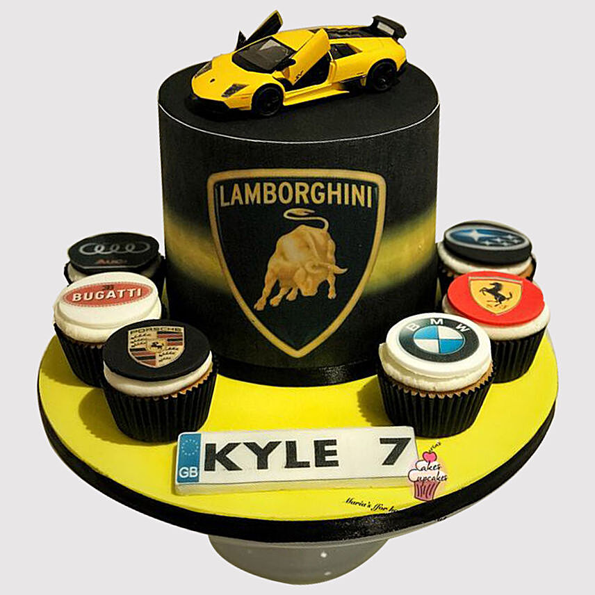 Lamborghini Cake and Cupcakes: Car Theme Cake