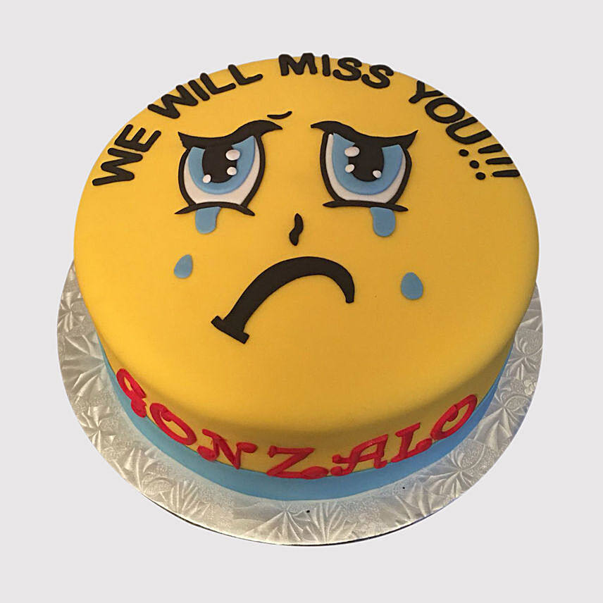 Sad Smiley Miss You Cake: Retirement Cakes