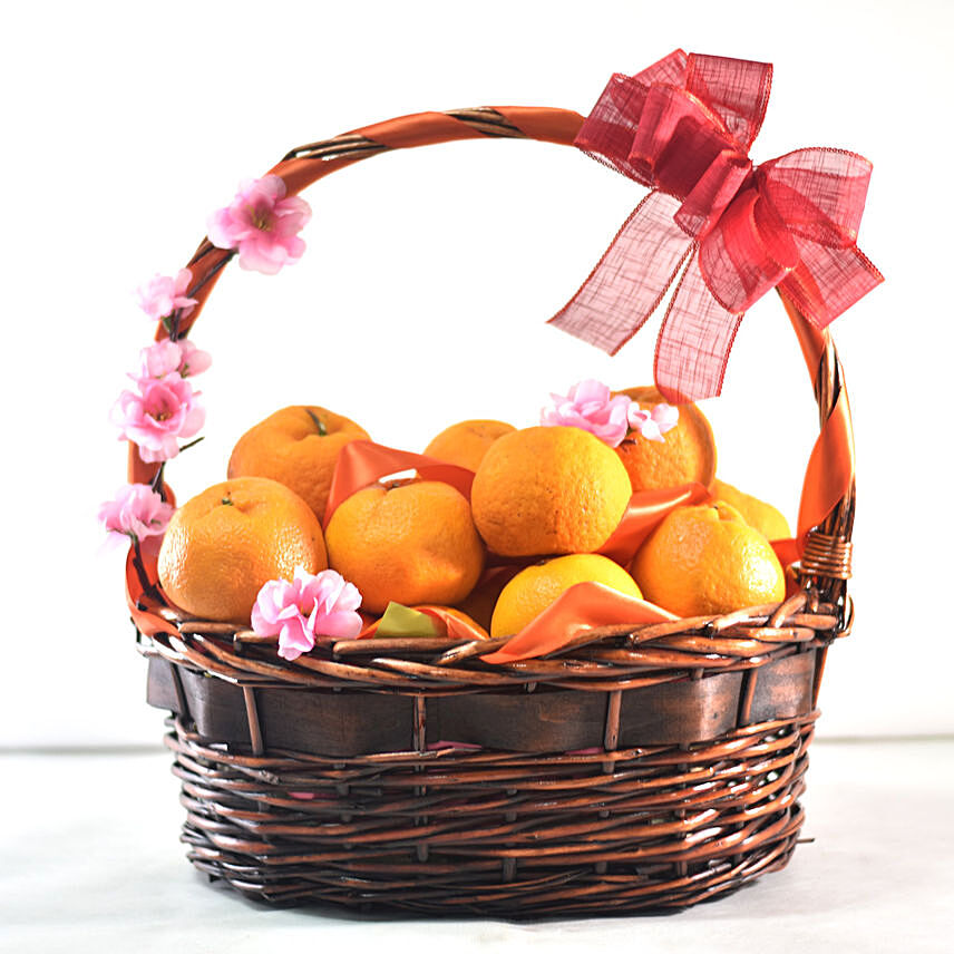 Bright Oranges Basket For New Year: CNY Gifts Singapore
