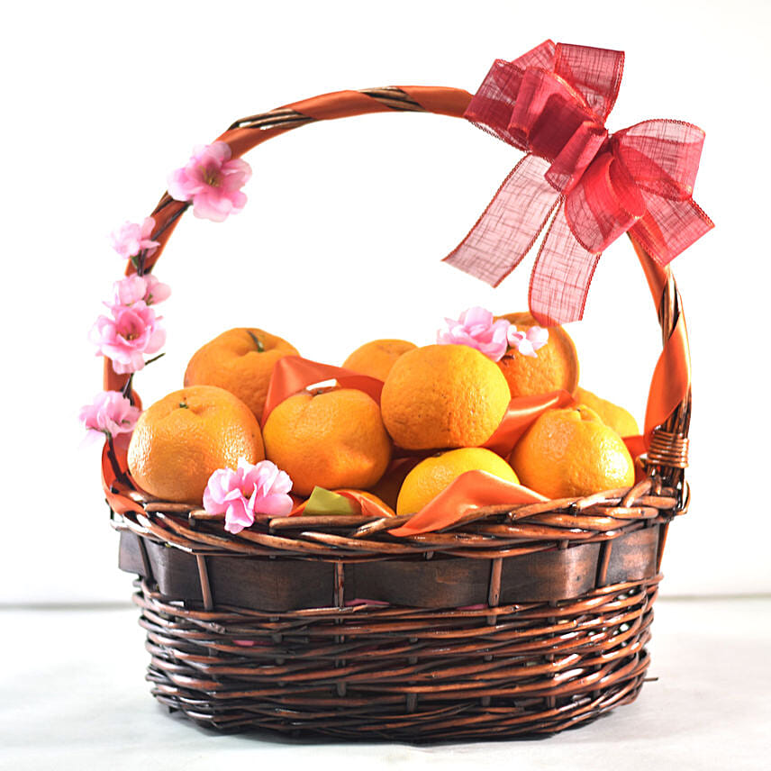 Bright Oranges Basket For New Year: Orange Gift Baskets