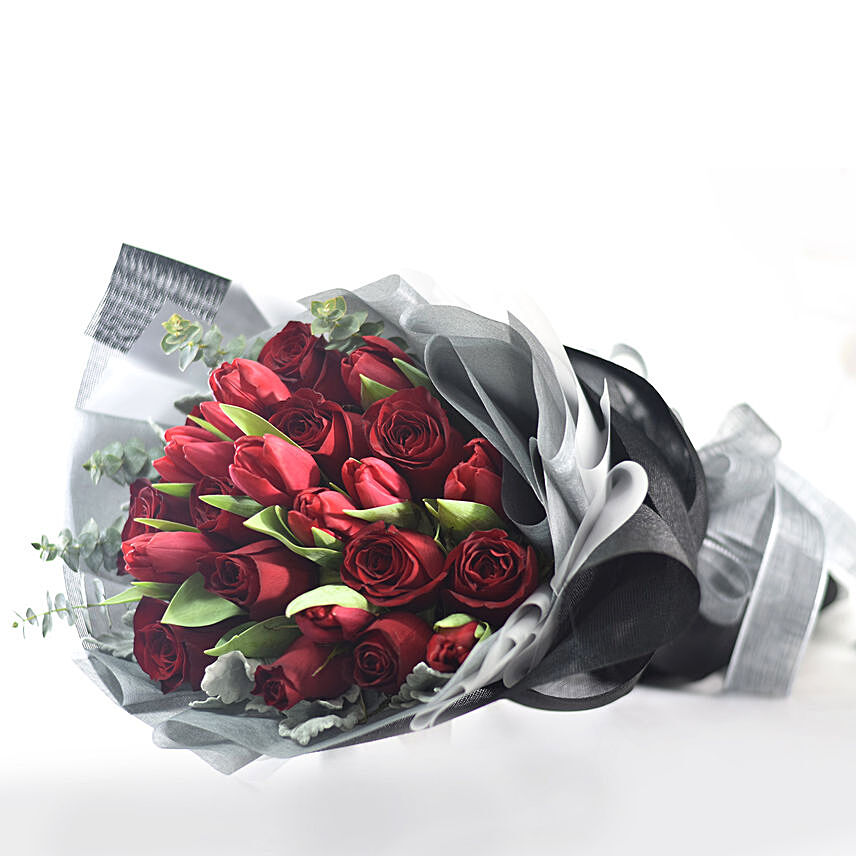 Gracefully Yours Roses & Tulips Bouquet: Tulips Bouquet