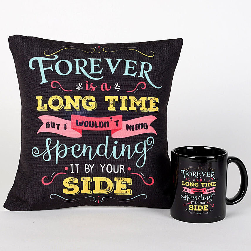 Forever By Your Side Printed Cushion And Mug Combo: Valentines Day Gifts Singapore