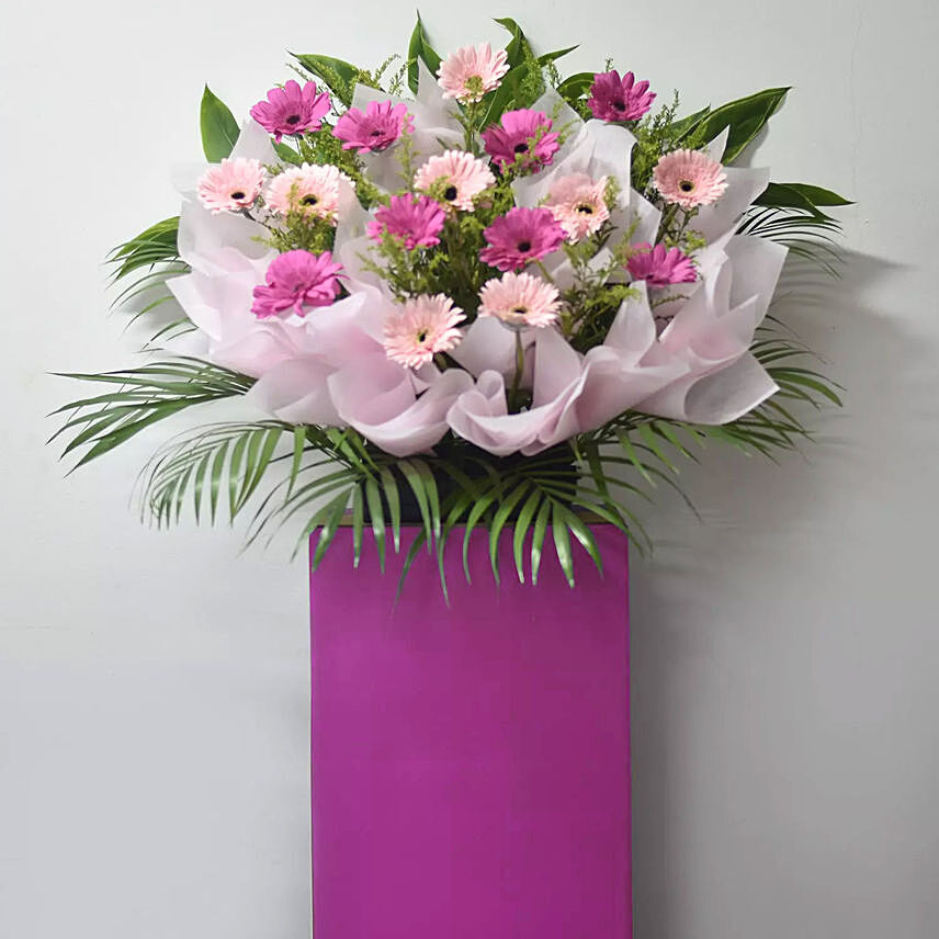 Light And Dark Pink Gerberas Flower Stand: Grand Opening Flowers