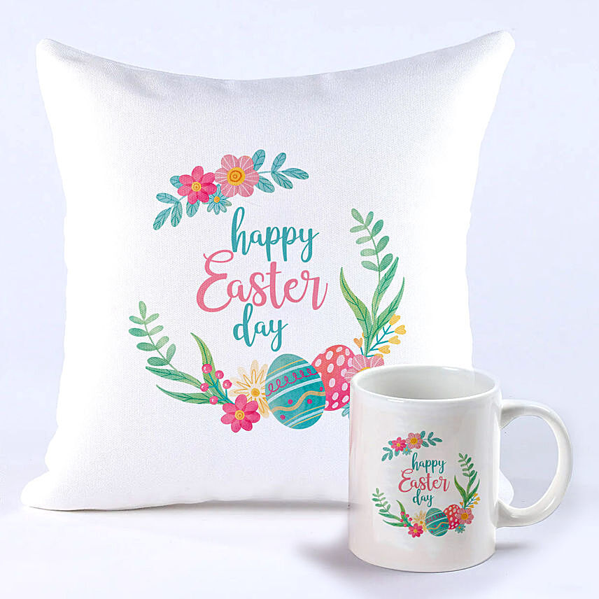 Happy Easter Cushion And Mug Combo: Personalised Combos