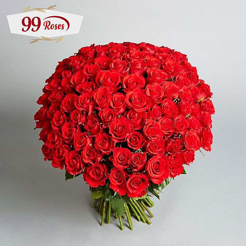 Love You A Lot Bouquet: 99 Roses Bouquet