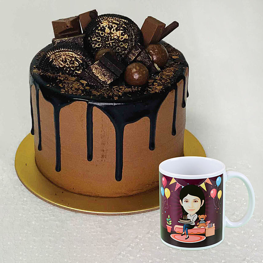The Top Cake With Personalised Birthday Caricature Mug: Personalised Caricatures