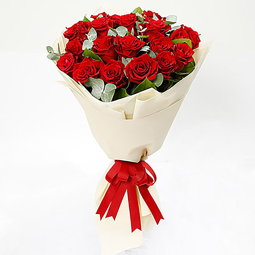 Timeless 20 Red Roses Bouquet: Flower Bouquet For Hubby