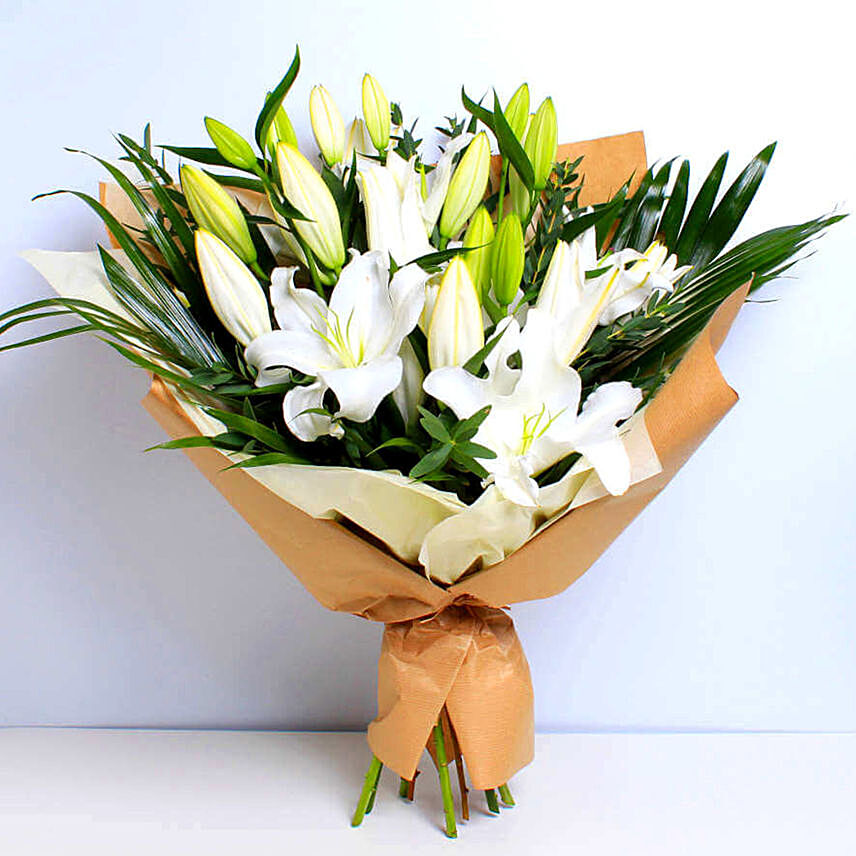 White Sweet Lilies Bouquet: Bouquet of White Flowers