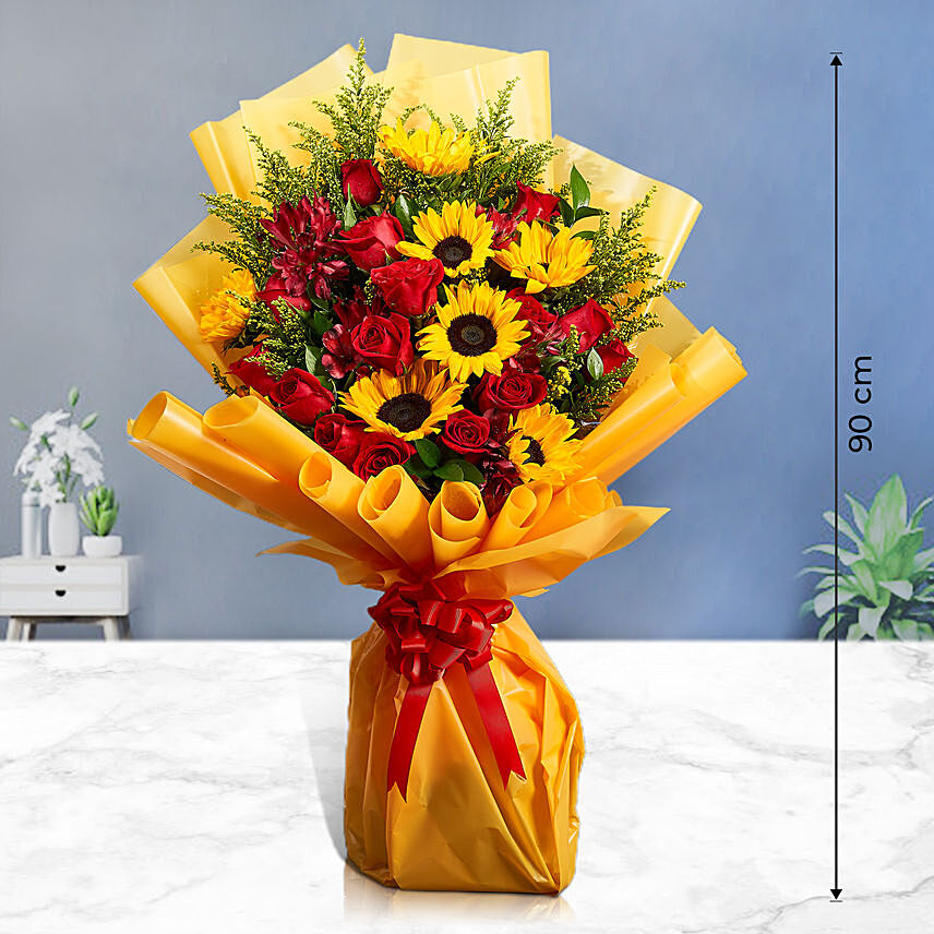 Lovely Mixed Flowers Bunch: Sunflower Arrangements