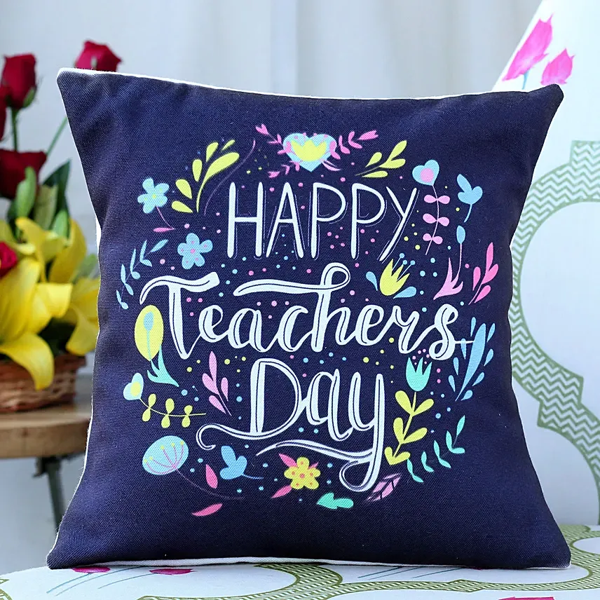 Teachers Day Greetings Cushion: Personalised Teachers Day Gifts