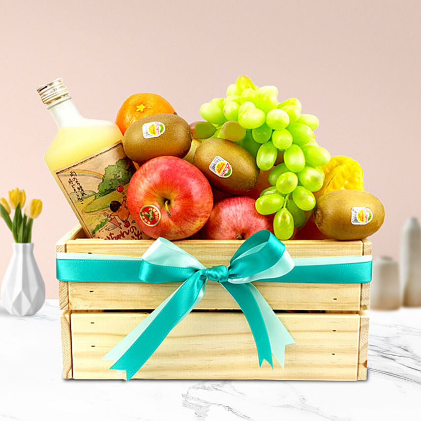 Healthy Fresh Fruit Cart: Halal Gift Basket 	