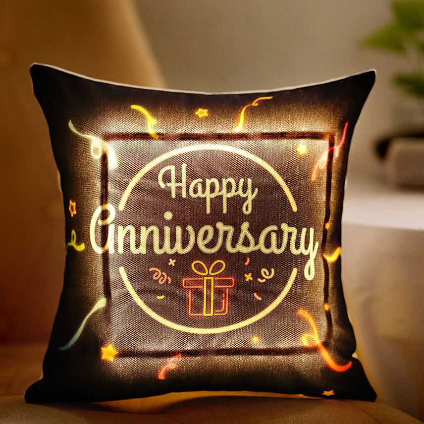 Happy Anniversary Led Cushion: One Hour Personalised Gifts Delivery 