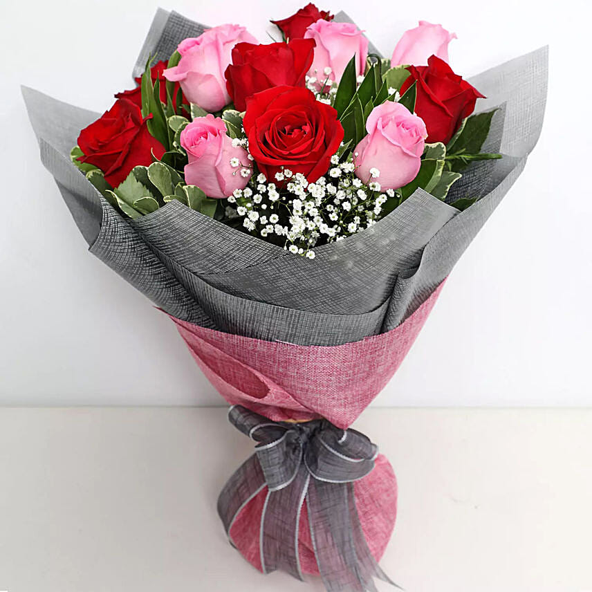 Pink and Red Roses Sweet Bouquet: Hand Bouquets