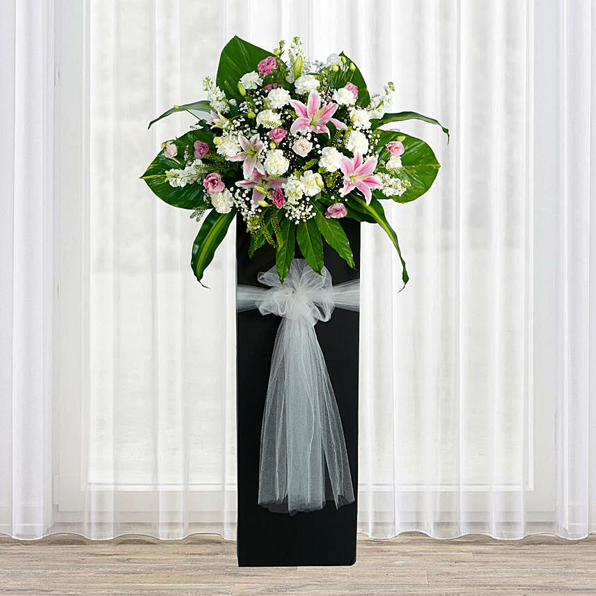 Heartfelt Condolence Mixed Flowers: Funeral Flower Stands