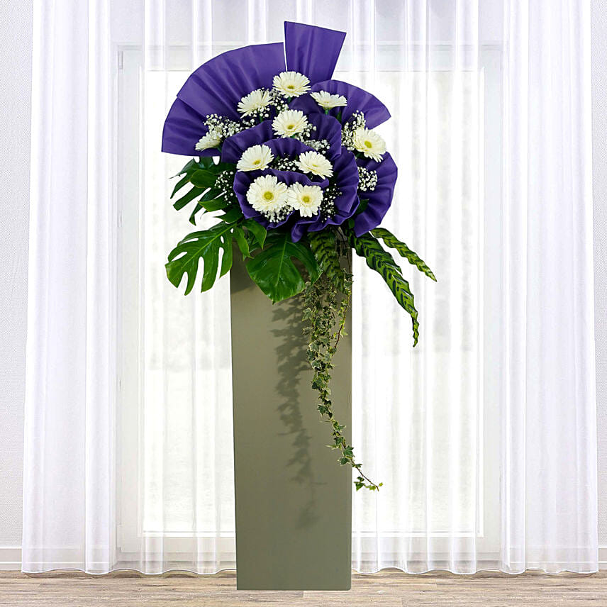 Rest In Heaven Condolence Mixed Flowers: Sympathy Funeral Flower Stands