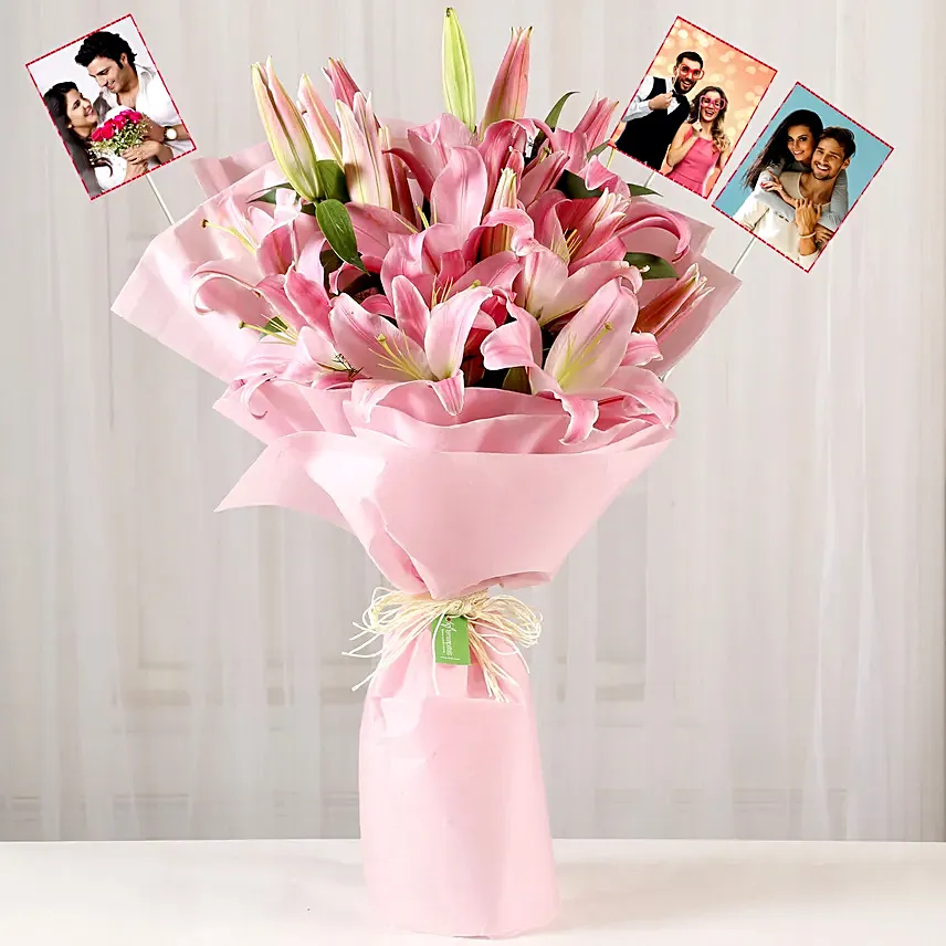 Personalised Passionate Oriental Pink Lilies: Personalised Anniversary Gift Ideas