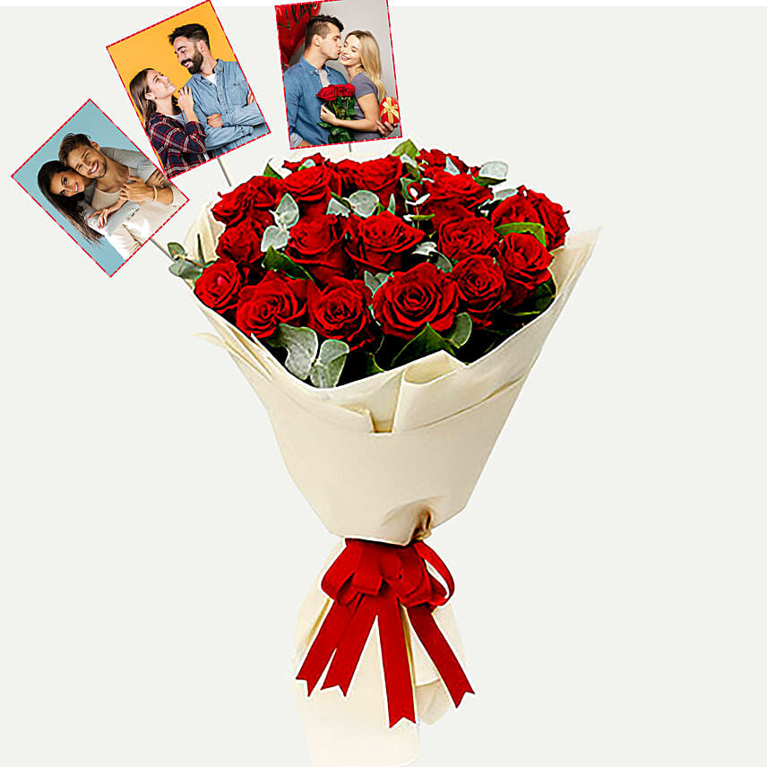 Personalised Timeless Red Roses Bouquet: Customized Gifts