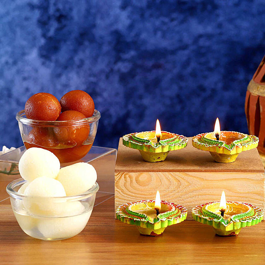 Happy Diwali Diyas And Sweets Hamper: Singapore Sweets