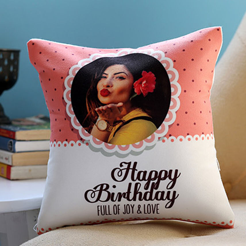 Personalised Joy and Love Birthday Cushion: Personalised B'day Gift Ideas