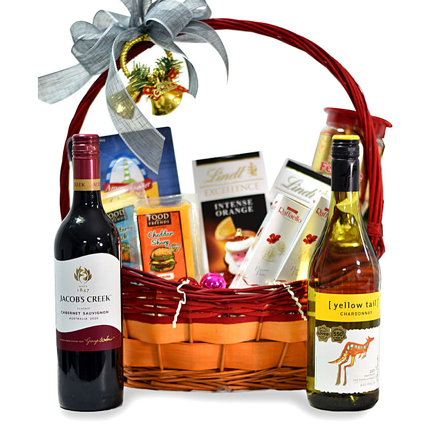 Wine Sweet Treats Special Basket: Christmas Gifts For Boyfriend